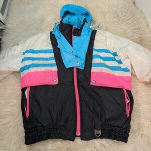 Otello Pelle Women's Color Block Vintage Lined Full-Zip Ski Snowboard Jacket